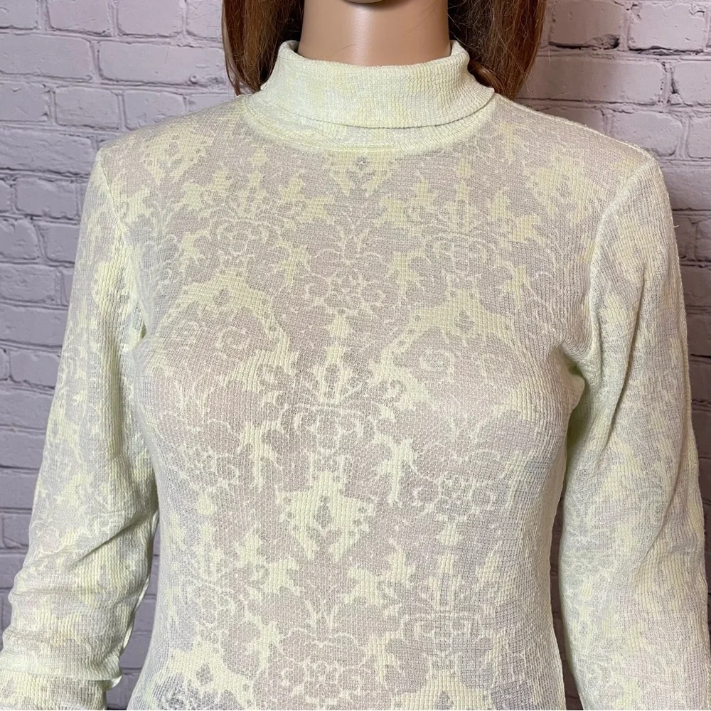 New Free People Light Green You and I Long Sleeve Turtleneck Top Size M